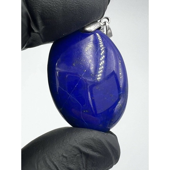 2 lapis lazuli pendant brass Mine 4 Afghanistan Dark Blue Natural He & She - Picture 7 of 8